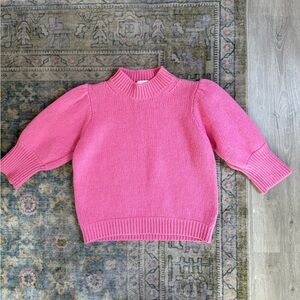 Aritzia Pink Puff Sleeve Turtleneck Sweater